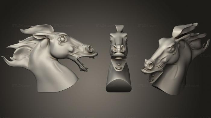 Статуэтки животных (Торс статуи лошади, STKJ_1074) 3D модель для ЧПУ станка